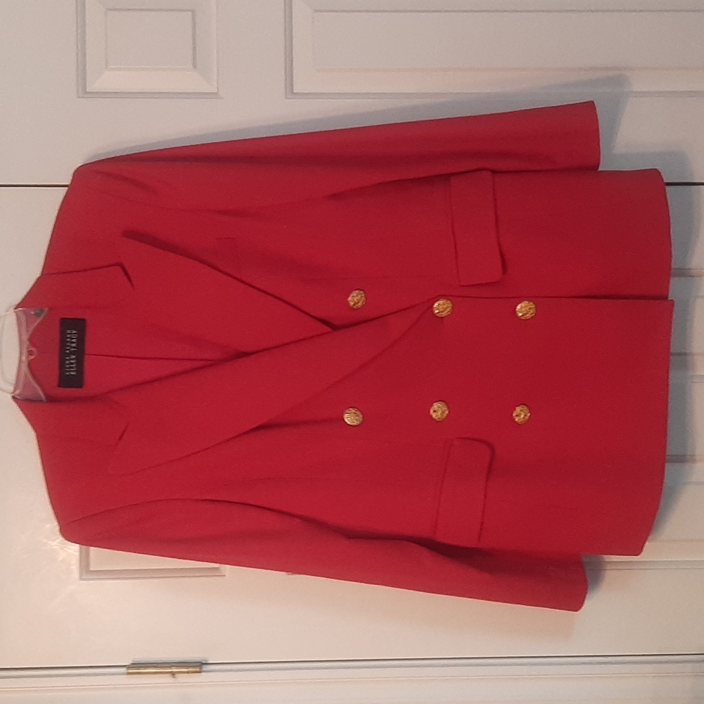 Vintage Linda Allard for Ellen Tracy Red Wool Blazer Size 12